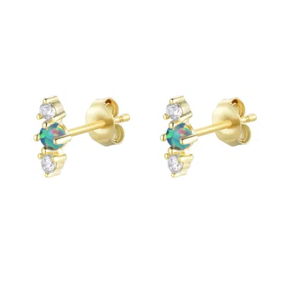 Kamaria Women's Stars Align Opal Cluster Stud Earrings - Black In Gold