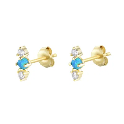 Kamaria Women's Stars Align Opal Cluster Stud Earrings - Blue Green In Gold