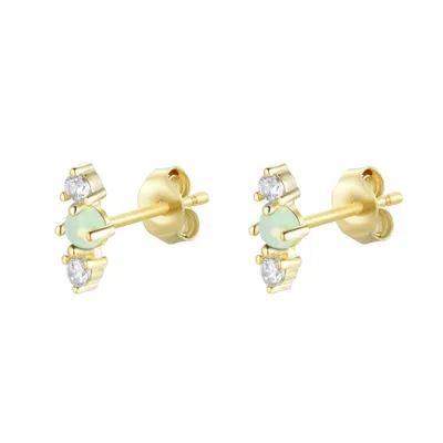 Kamaria Women's Stars Align Opal Cluster Stud Earrings - Light Green In Gold