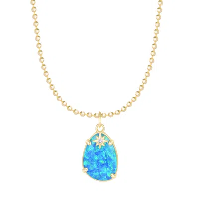 Kamaria Women's Stella Opal Pendant Necklace With Star Charm - Blue Green