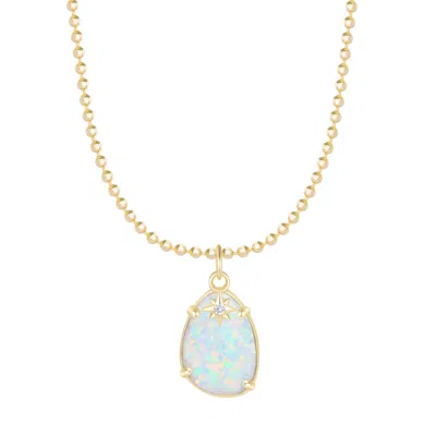 Kamaria Women's Stella Opal Pendant Necklace With Star Charm - White In Gold