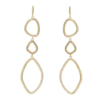 Kamaria Women's Triple Organic Shape Dangle Earrings - Gold