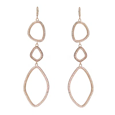 Kamaria Women's Triple Organic Shape Dangle Earrings - Rose Gold