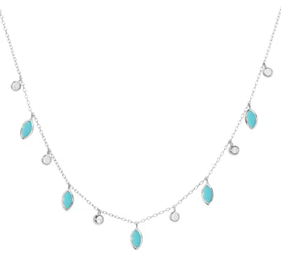 Kamaria Women's Turquoise Drops Of Spring Necklace - Silver