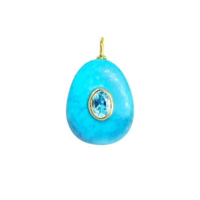 Kamaria Women's Turquoise Howlite Gemstone Pendant With Topaz - Medium Pear Blue Topaz