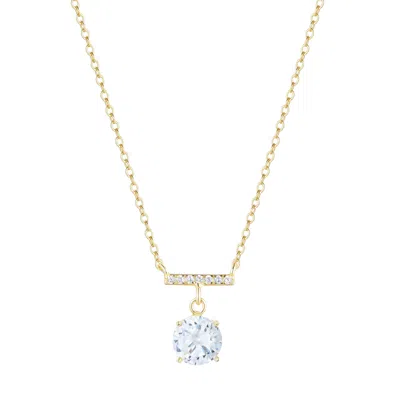 Kamaria Women's White Birthstone Solitaire & Crystal Bar Necklace - April