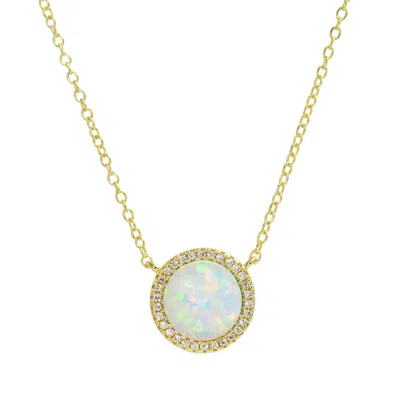 Kamaria Women's White / Gold Beacon Opal Circle Necklace With Crystals - White Opal In Multi