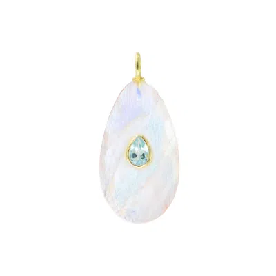 Kamaria Women's White Moonstone Gemstone Pendant With Topaz - Large Pear