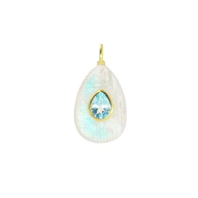 Kamaria Women's White Moonstone Gemstone Pendant With Topaz - Medium Pear In Neutral