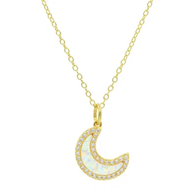 Kamaria Women's White Opal Moon Necklace In Gold