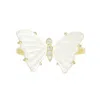 Kamaria Women's White Pearl Butterfly Ring With Diamonds In White