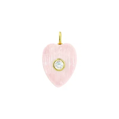 Kamaria Women's White Rose Quartz Gemstone Pendant With Topaz - Heart