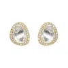 Kamaria Women's White Topaz Pebble Studs With Diamonds In Yellow Gold In Gold
