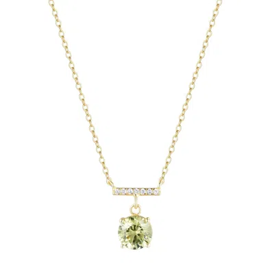 Kamaria Women's Yellow Birthstone Solitaire & Crystal Bar Necklace - August