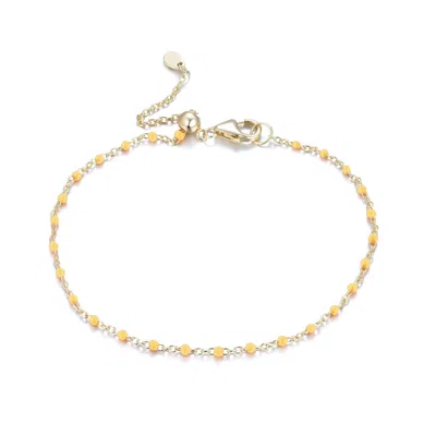 Kamaria Women's Yellow Enamel Beaded Chain Bracelet - Tangerine In Multi