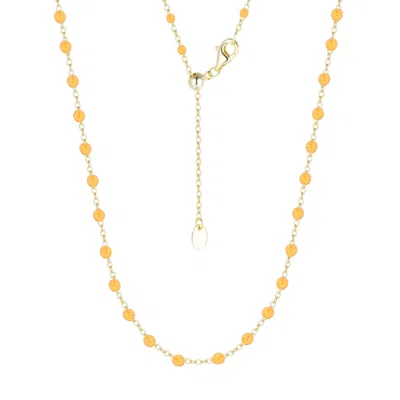 Kamaria Women's Yellow Enamel Beaded Chain Necklace - Large - Tangerine