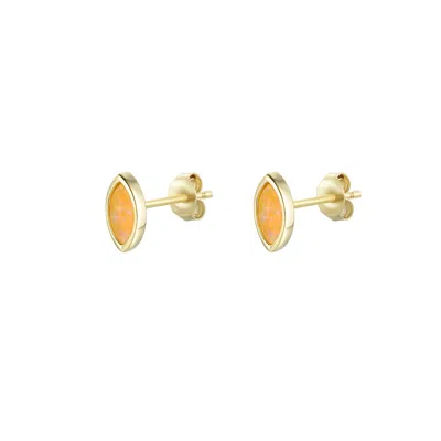 Kamaria Women's Yellow Marquise Opal Stud Earrings - Tangerine In Gold