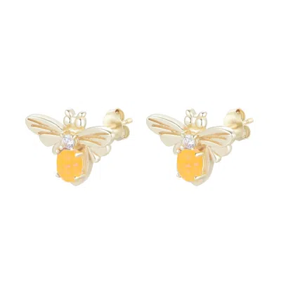 Kamaria Women's Yellow / Orange Opal Bee Stud Earrings
