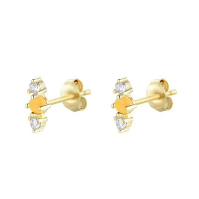 Kamaria Women's Yellow Stars Align Opal Cluster Stud Earrings - Tangerine In Gold