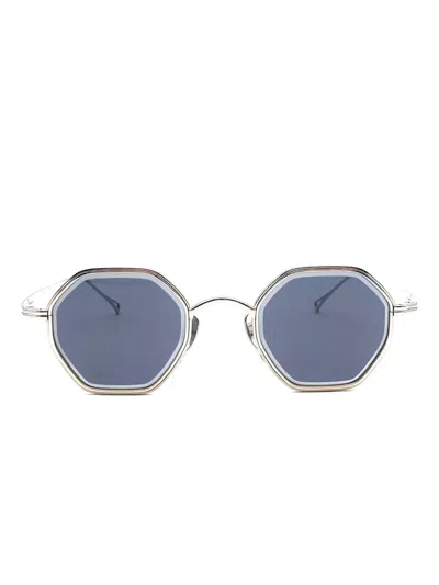 Kame Mannen Kmn 1232 Geometric-shape Sunglasses In Silver