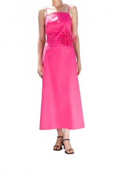 Kameya Women's Flower Detail Strap Dress In Fuschia In Pink