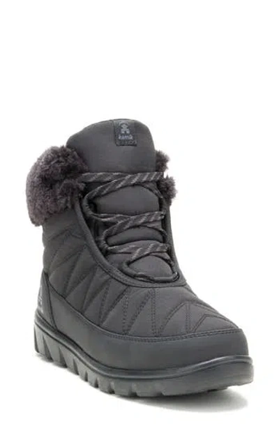 Kamik Hannah Faux Fur Cuff Waterproof Snow Boot In Black