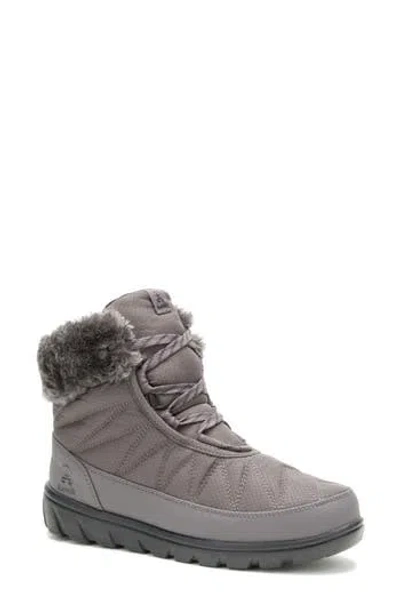 Kamik Hannah Faux Fur Cuff Waterproof Snow Boot In Gray