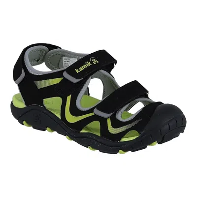 Kamik Kids  Wander Hk4692-blm Sandal Black Waterproof Adjustable Strap Jobb1689 In Green