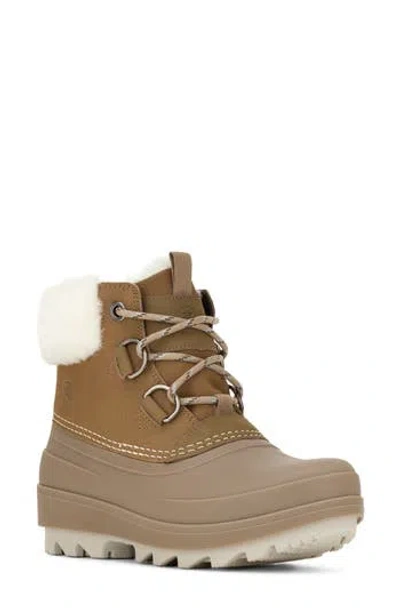 Kamik Lauren F Waterproof Leather Boot With Faux Fur Trim In Brown
