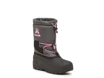 Kamik Northpole Waterproof Snow Boot Kids' In Grey/pink