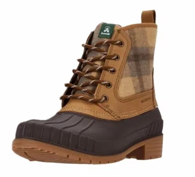 Kamik Women's Snow Mid Calf Boot Lace Up Waterproof Rain Ankle Boots In Beige Tan In Multi