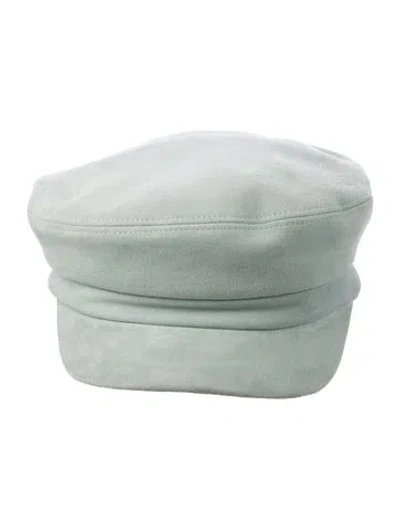 Pre-owned Kaminski Sheep Suede Engraved Newsboy Cap In Blue