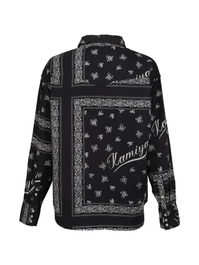 Kamiya Bandana Discharge Western Shirt In Black