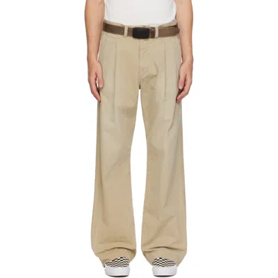 Kamiya Beige Chino Straight Trousers In Brown