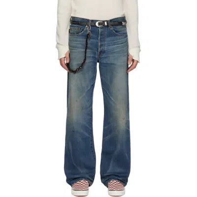 Kamiya Blue Distressed Straight Jeans
