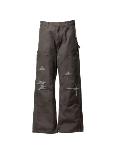 Kamiya Boro Distressed Painter Trousers In Brown