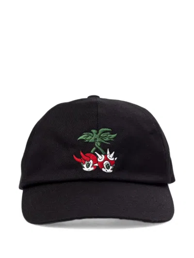 Kamiya Ca4la Bakeneko Cherry-embroidered Cap In Black