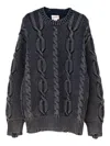 Kamiya Cable-knit Distressed Sweater In Black