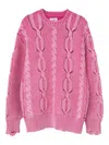 Kamiya Cable-knit Frayed Sweater In Pink
