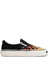 Kamiya Cornell Flame-pattern Slip-on Sneakers In Black
