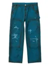 Kamiya Distressed Cotton Trousers In Blue