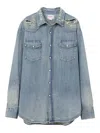 Kamiya Distressed Denim Shirt In Blue