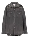 Kamiya Distressed Denim Shirt In Gray