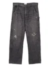 Kamiya Distressed Five-pocket Jeans In Gray
