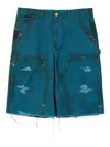 Kamiya Distressed Painter Shorts In Blue