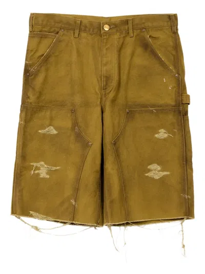 Kamiya Distressed Painter Shorts In Green