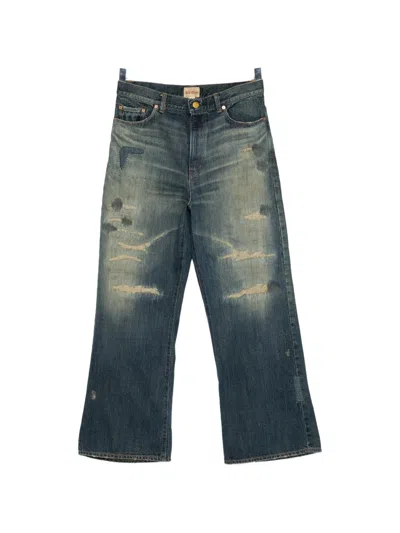 Kamiya Distressed Patchwork Jeans In Blue