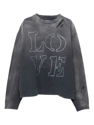 Kamiya Distressed Print Sweatshirt In Gray