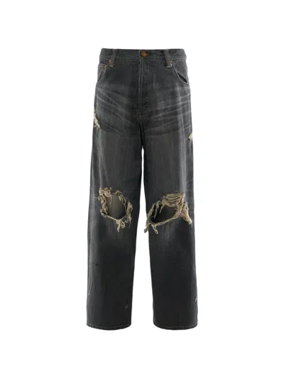 Kamiya Distressed Wide-leg Jeans In Black