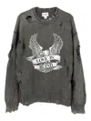 Kamiya Eagle Print Distressed Sweatshirt In Gray